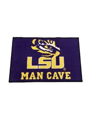 LSU Man Cave Rug - Purple & Gold College Logo Great for Dorm & Fraternity House